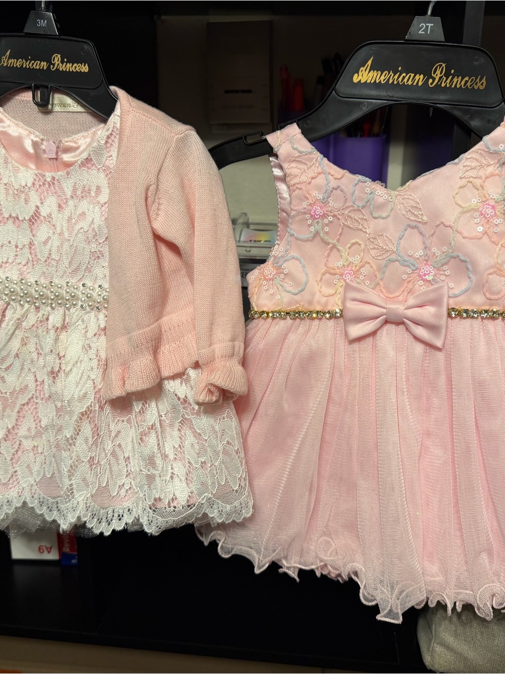 American Princess Pink Embellished Tulle Dress with Matching Cardigan